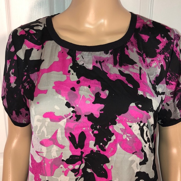 DKNY Black Print Top S - Picture 2 of 6
